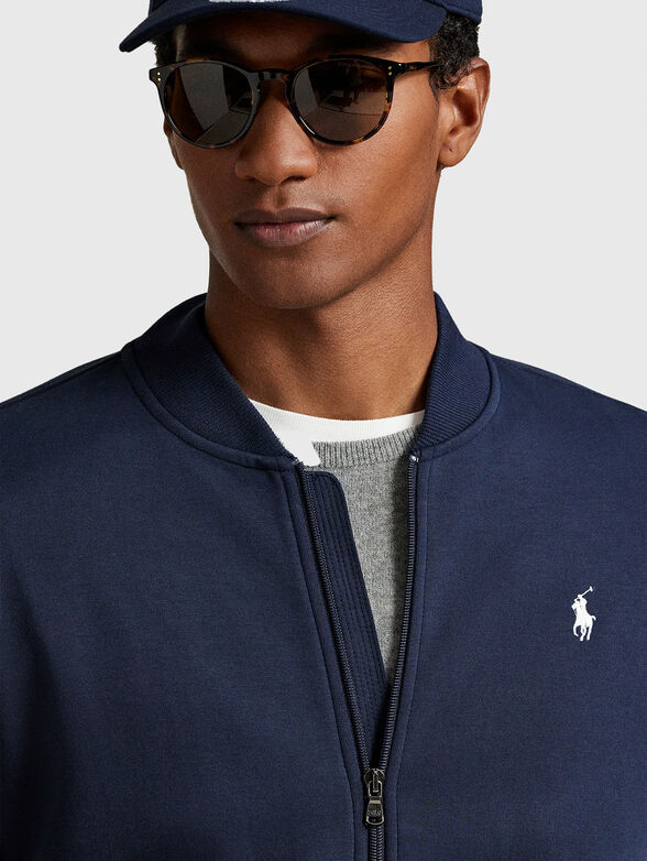 Cotton sweatshirt with zip and accent pockets - 4