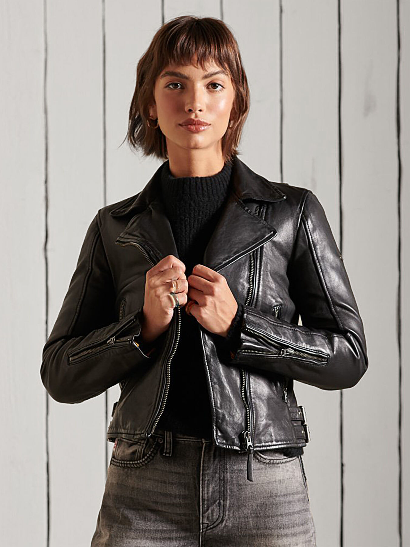 Superdry faux leather jacket shop