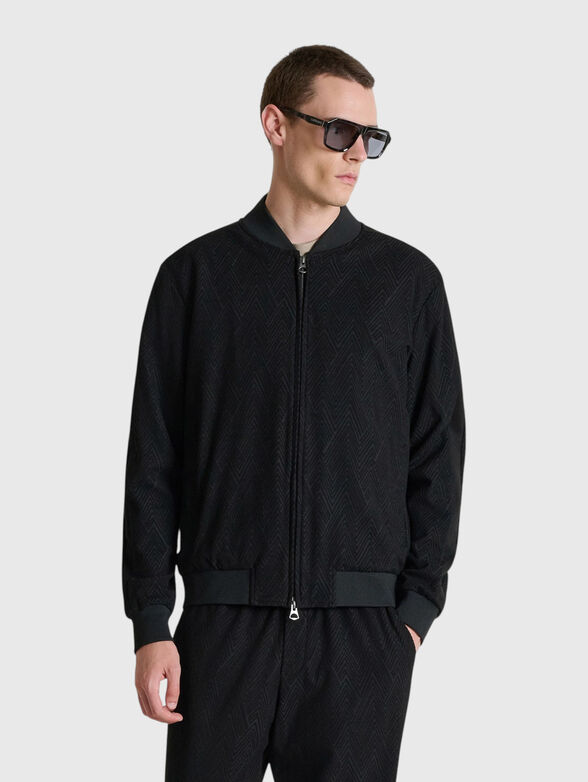 Jacquard black sweatshirt - 1