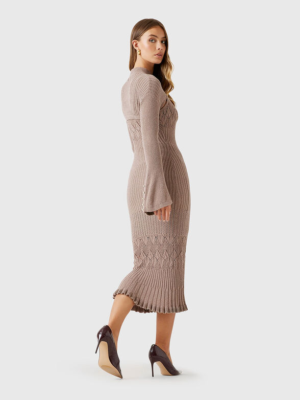 Knitted midi dress with accent sleeves - 2