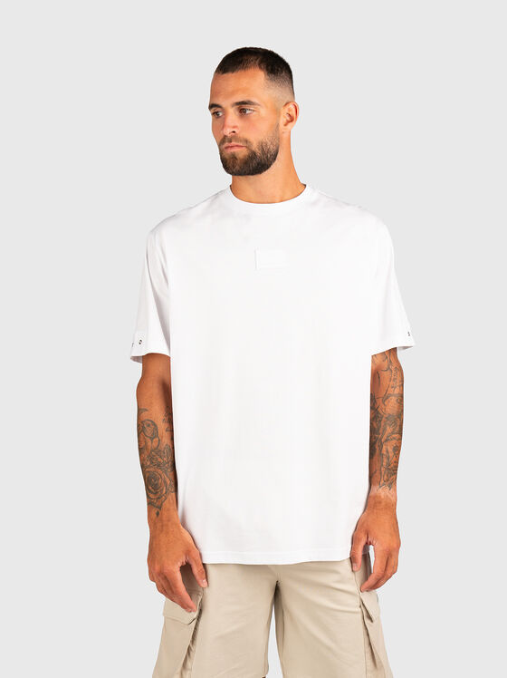 Cotton T-shirt with oval neckline - 1