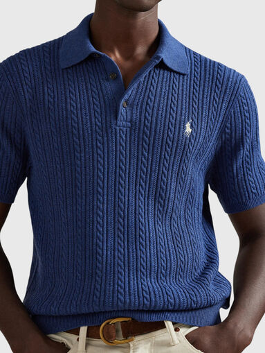 Cotton polo shirt with herringbone knit - 4