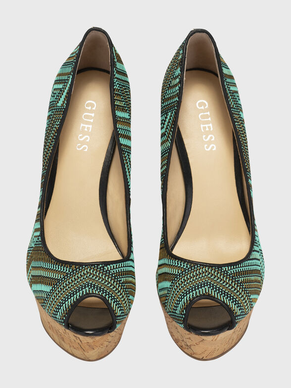 Heeled shoes in turquoise color with open toe - 6