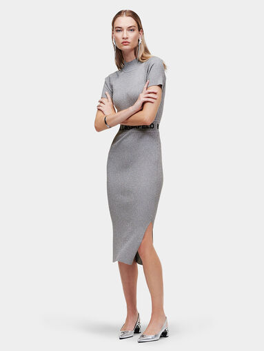 Knitted dress with short sleev and lurex threads - 5