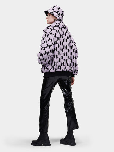 Eco fur bomber jacket with monogram print - 3
