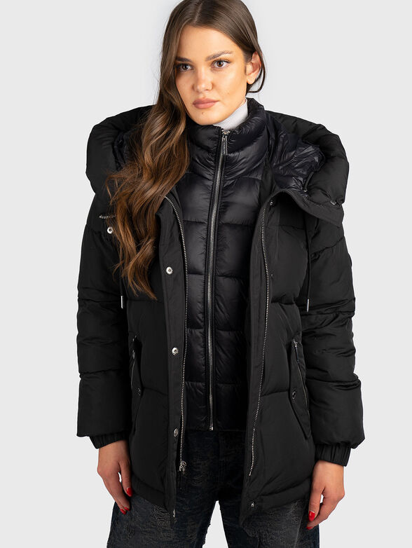 Padded jacket with hood and logo - 4