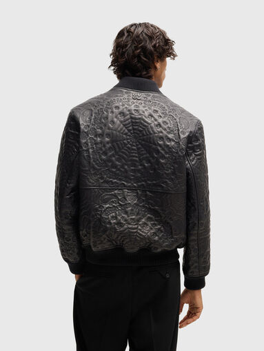 Leather bomber jacket with paisley pattern - 3