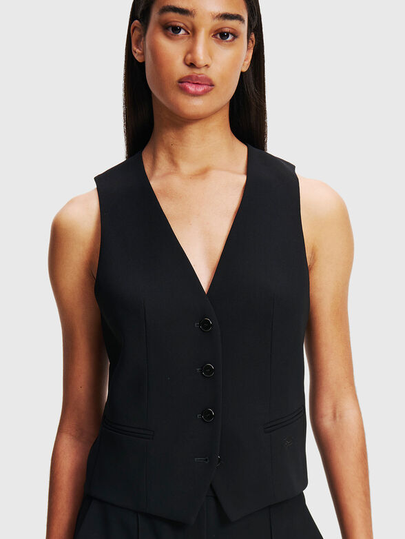 Vest with logo embroidery in beige - 4