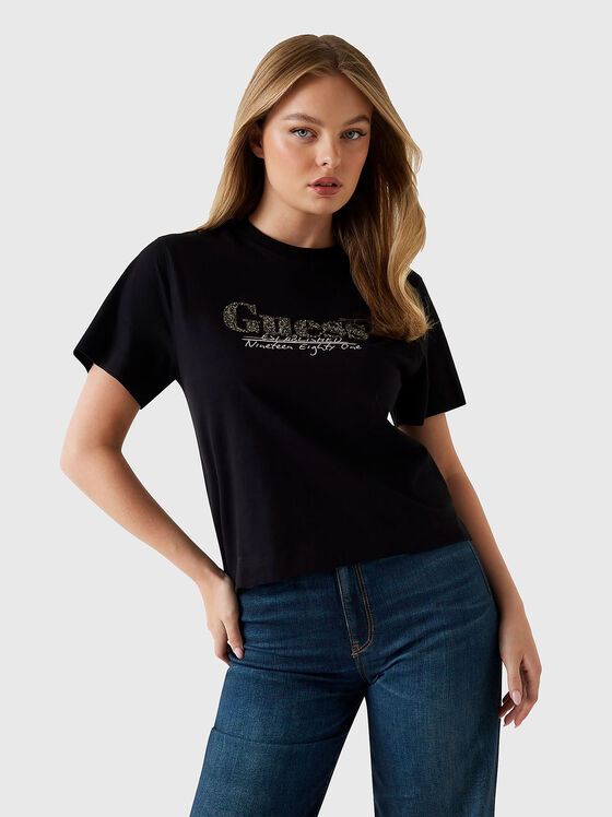 Памучна тениска с  апликирани кристали - 1