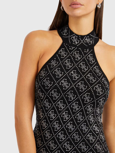 CELESTE appliqued rhinestones mini dress - 4