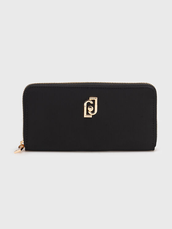 Black wallet with metal logo - 1