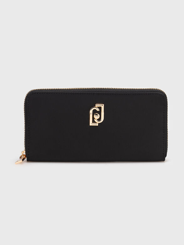 Black wallet with metal logo - 1