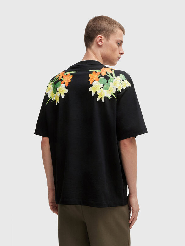 DIBLOSTEE cotton T-shirt with floral accent - 3