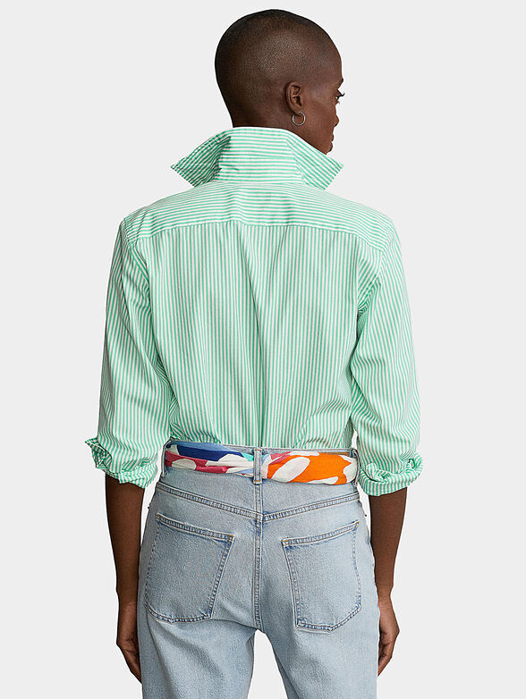 Green striped cotton shirt - 4