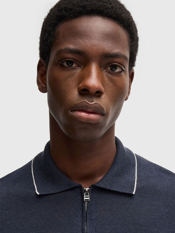 Linen logo polo shirt - 4