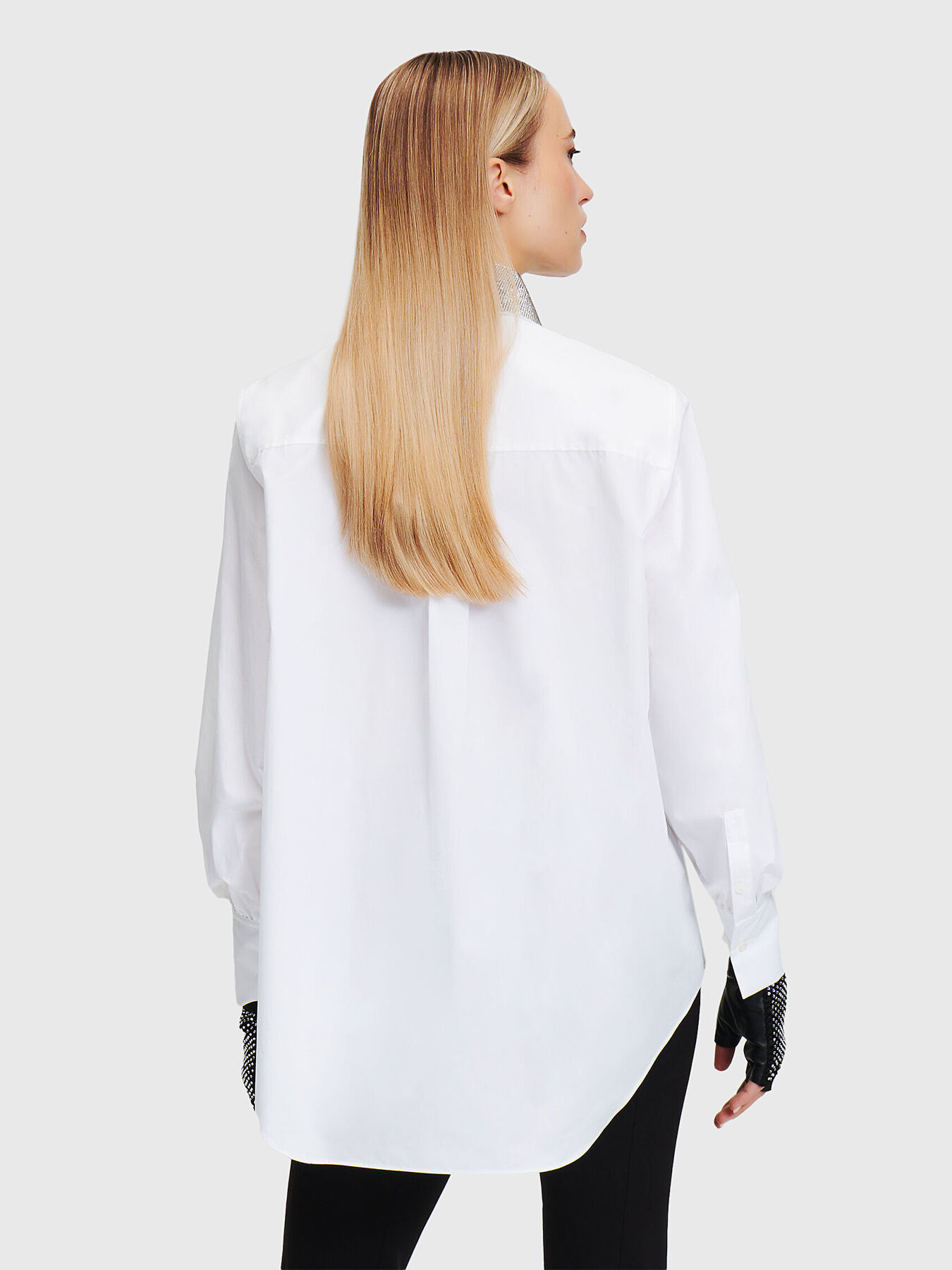 Shirt with rhinestones on the collar brand Karl Lagerfeld