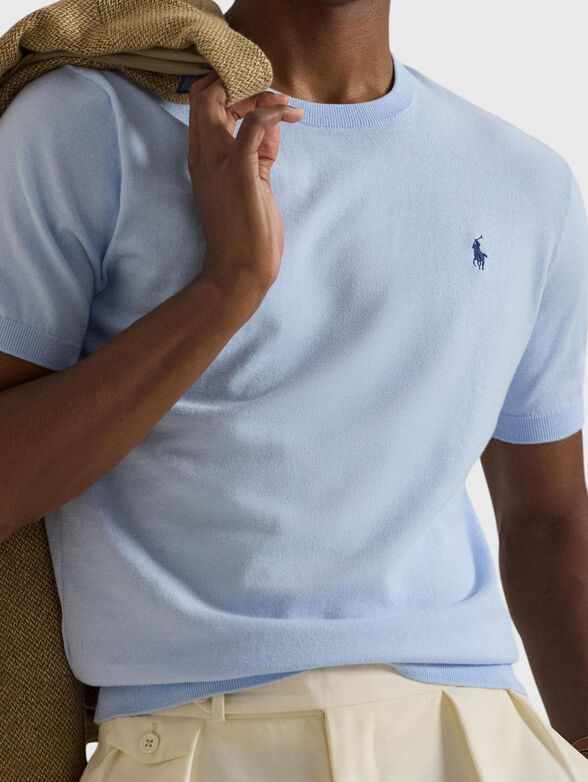 Short-sleeved sweater in blue - 4