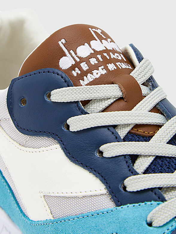 Beige sports shoes with logo embroidery - 5