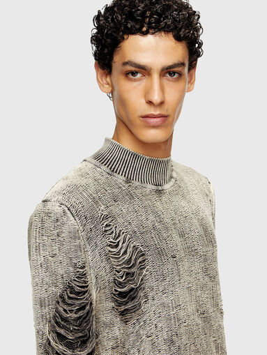 K-FJORDI cotton sweater with accent rips - 5