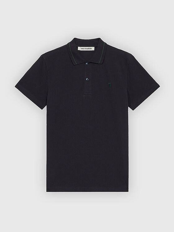 Cotton polo shirt with accent collar - 1
