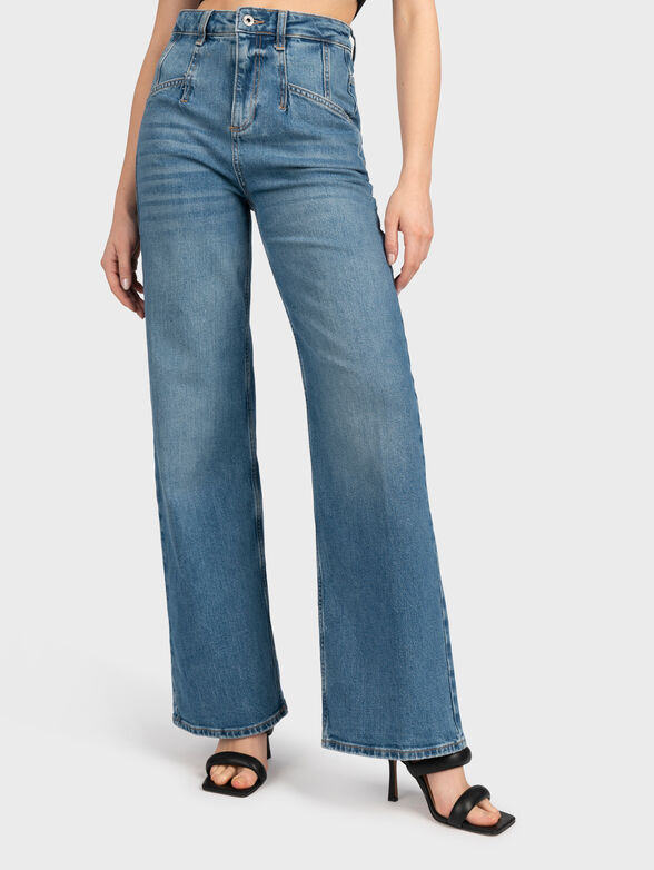 Blue flared jeans with high waist - 1