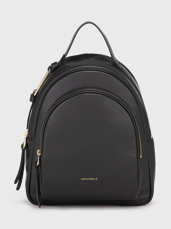 Black leather backpack - 1