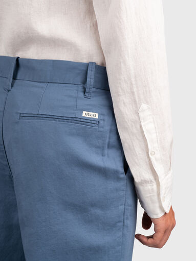 Blue linen blend chino trousers - 3