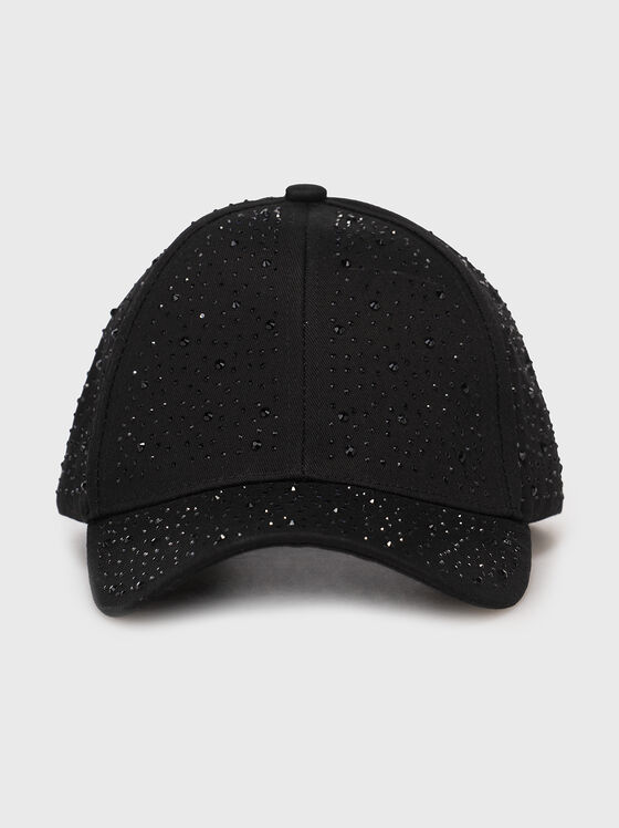 Crystal embellished cap in black - 1