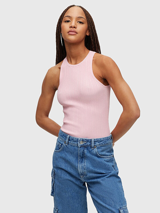 Black ribbed viscose blend top - 1