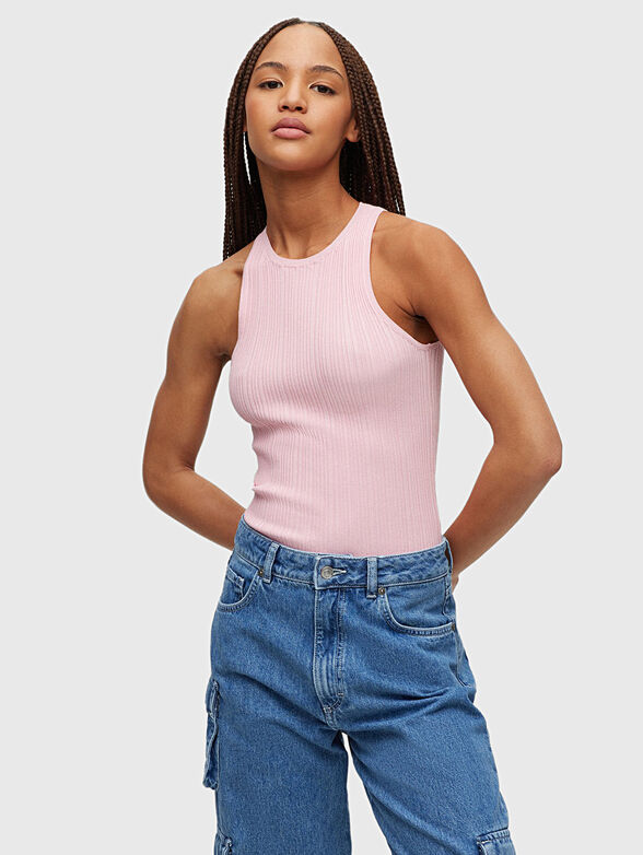 Black ribbed viscose blend top - 1