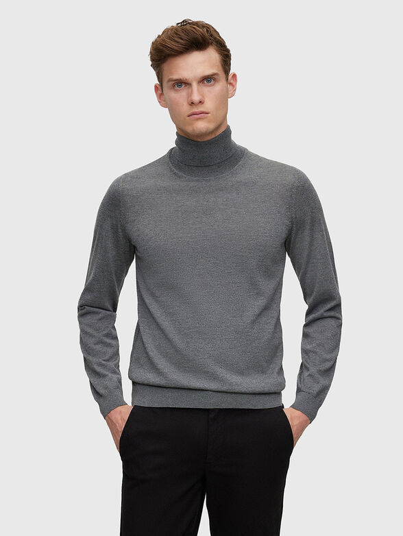 MUSSO-P polo neck slim sweater in gray color - 1