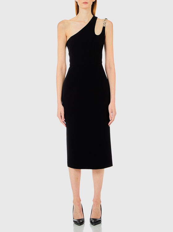 Миди рокля с метален акцент на рамото - 1