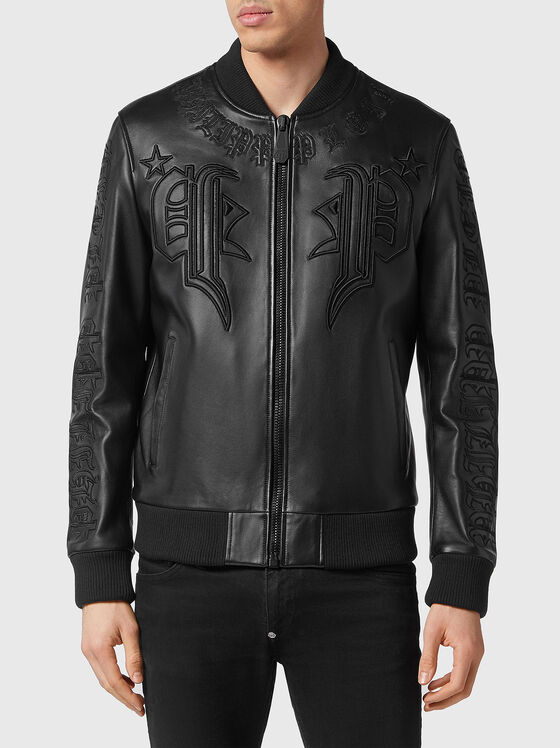 Leather bomber with broderie - 1