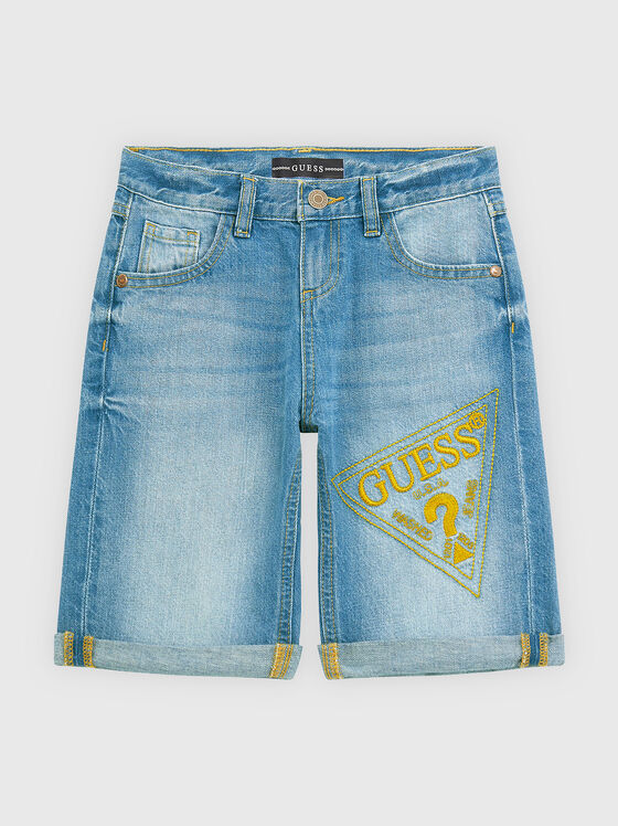Къси дънкови панталони с лого бродерия - 1