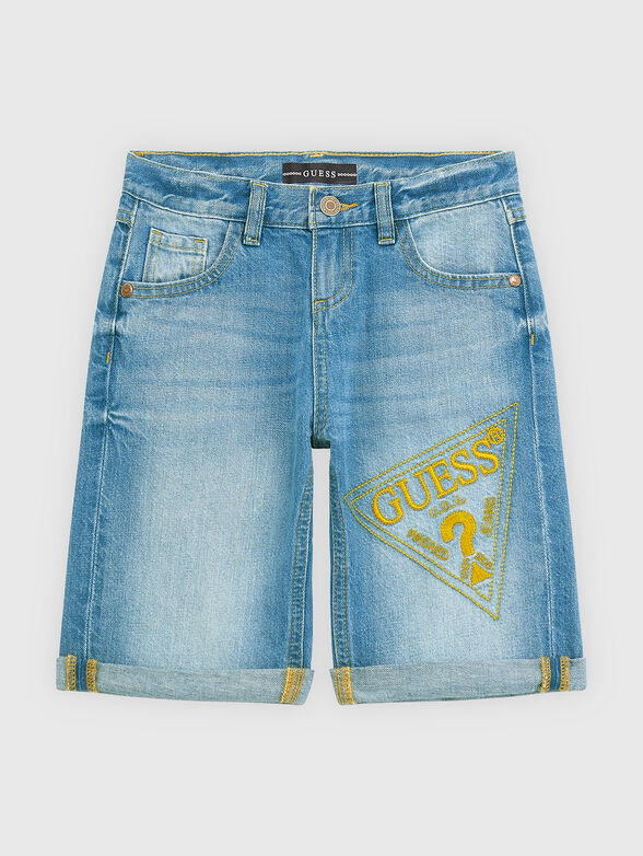 Denim shorts with logo embroidery - 1