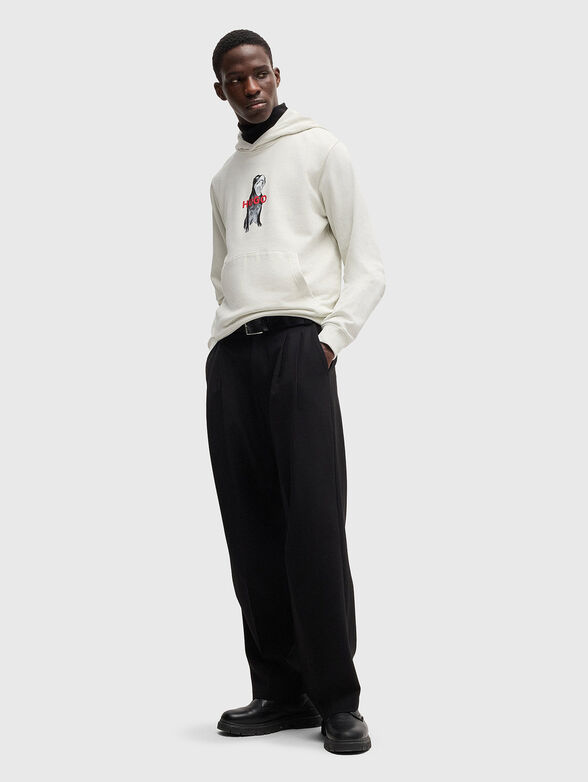 Cotton sweatshirt with hood and animal graphics - 4