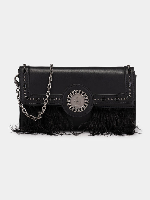 Crossbody bag with feathers and rhinestones - 1