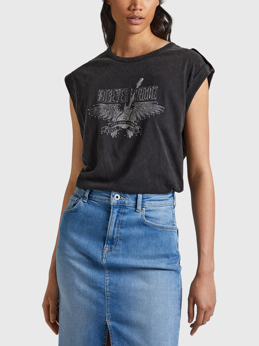 COCO cotton T-shirt with rhinestones