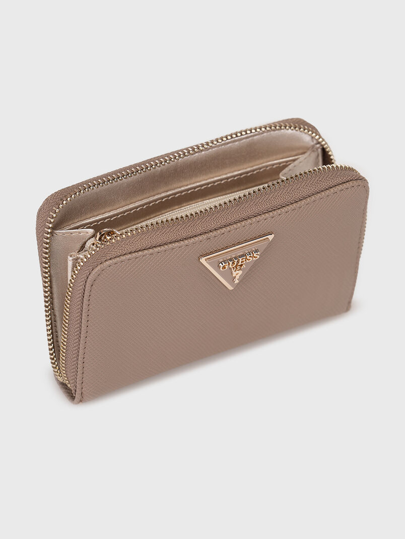 LAUREL beige  wallet with triangular logo accent - 3