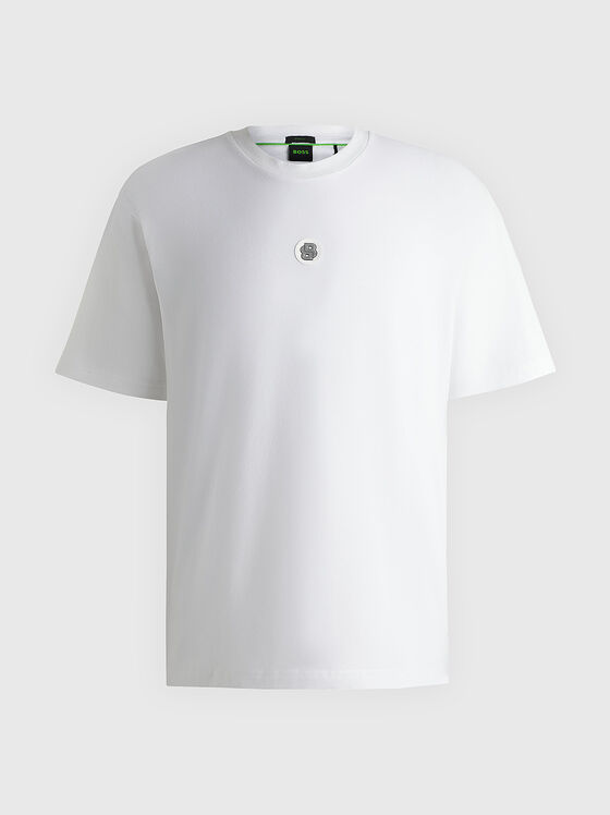 Cotton T-shirt with oval neckline - 1
