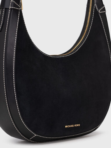 Leather and suede hobo bag - 4