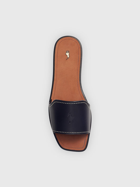 Black leather slippers with logo motif - 4