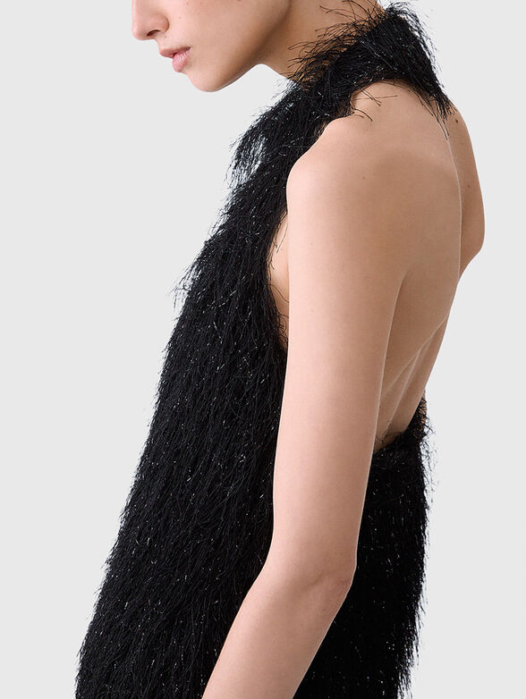 Black mini dress with fringe - 4