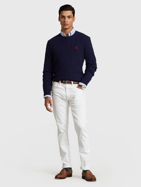 Dark blue wool and cashmere blend sweater - 2