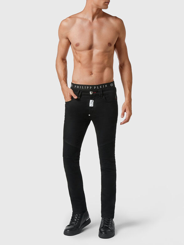 BIKER slim jeans in black color - 4