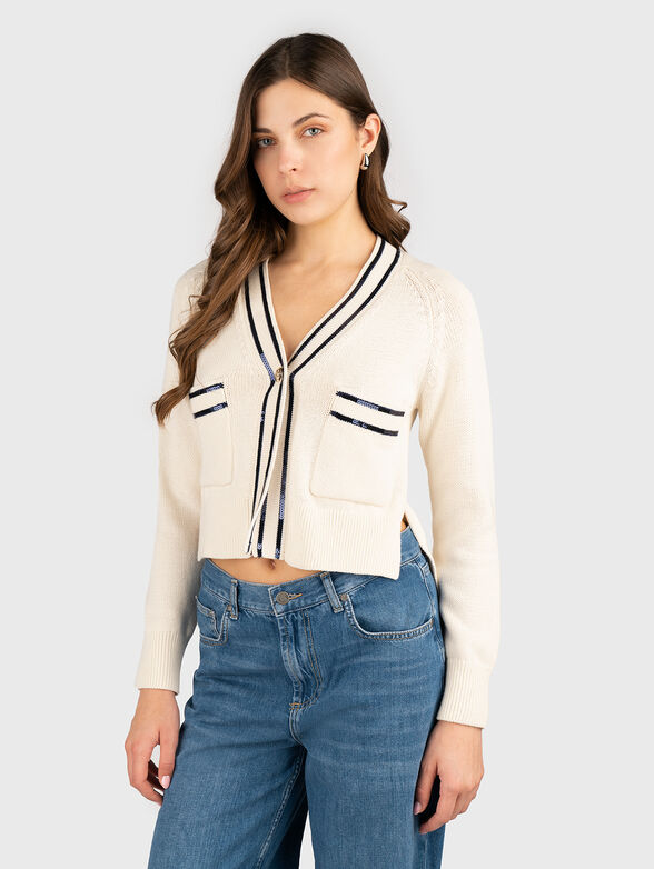 Cardigan with sequins and logo - 0