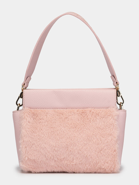 Handbag with faux fur texture and golden logo  - 2