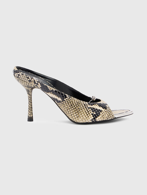 Heeled slippers with an animal print  - 1