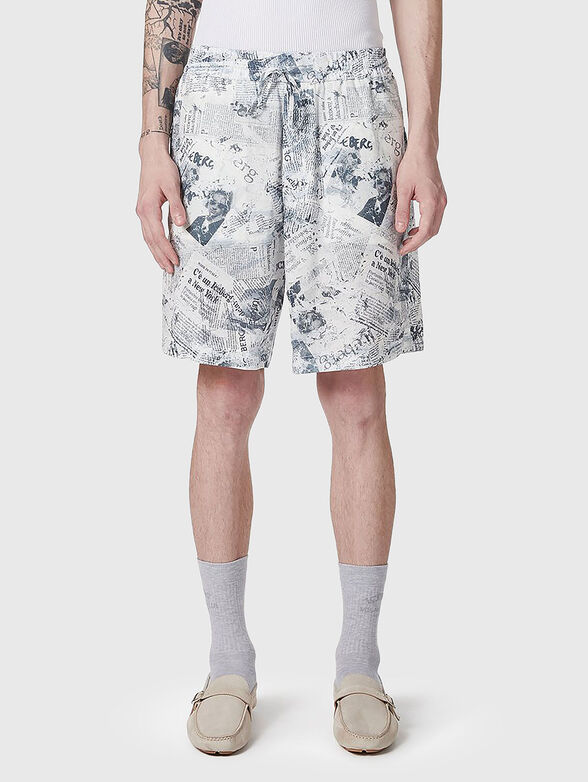 Linen shorts with accent print - 1