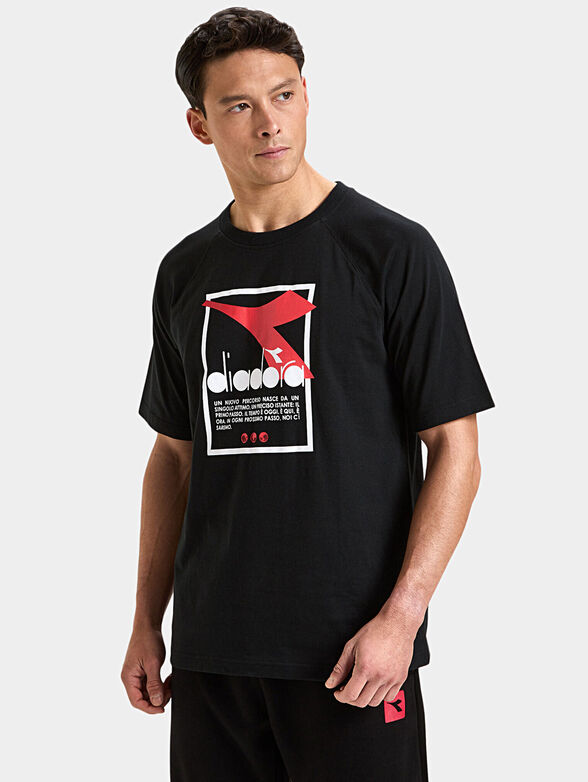 Black T-shirt with logo print - 1